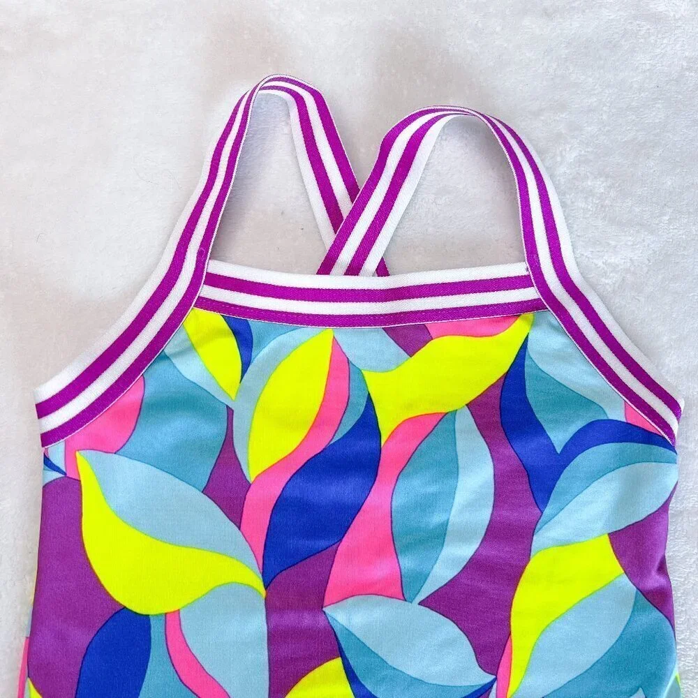 Lands' End Two Piece Tankini Swimsuit | Toddler Girls | 2T | Colorful | Purple - Picture 3 of 11